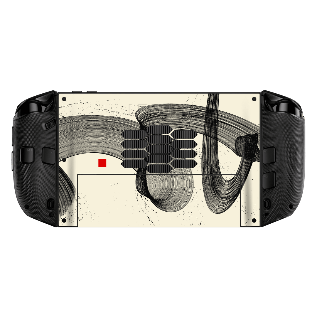 Lenovo Legion GO 2 Printed Custom SIGNATURE “Shado” Japanese Ink Cream & Black Abstract Skin Wrap Sticker Decal Cover Protector by QSKINZ | QSKINZ.COM back