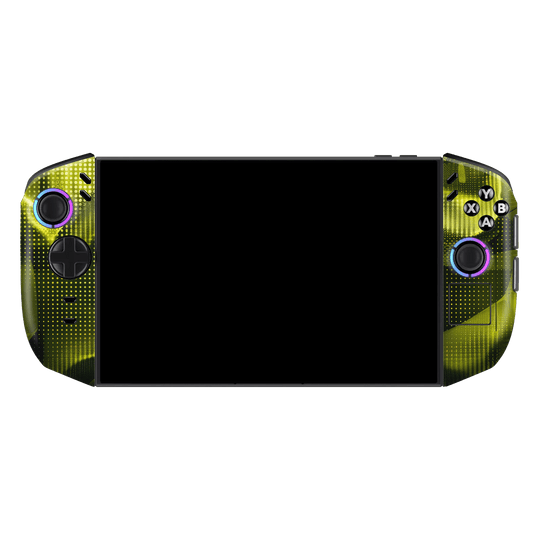 Lenovo Legion GO 2 Printed Custom SIGNATURE “Toxic Halftone” Neon Yellow-Green & Black Halftone Glitch Skin Wrap Sticker Decal Cover Protector by QSKINZ | QSKINZ.COM