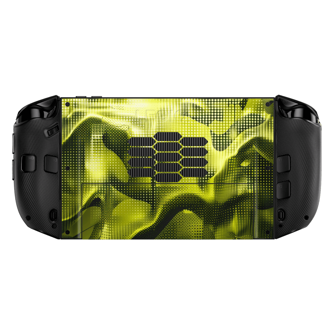 Lenovo Legion GO 2 Printed Custom SIGNATURE “Toxic Halftone” Neon Yellow-Green & Black Halftone Glitch Skin Wrap Sticker Decal Cover Protector by QSKINZ | QSKINZ.COM back