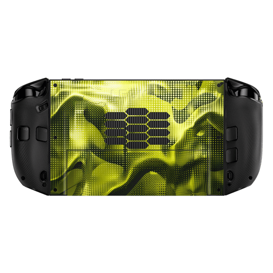 Lenovo Legion GO 2 Printed Custom SIGNATURE “Toxic Halftone” Neon Yellow-Green & Black Halftone Glitch Skin Wrap Sticker Decal Cover Protector by QSKINZ | QSKINZ.COM back