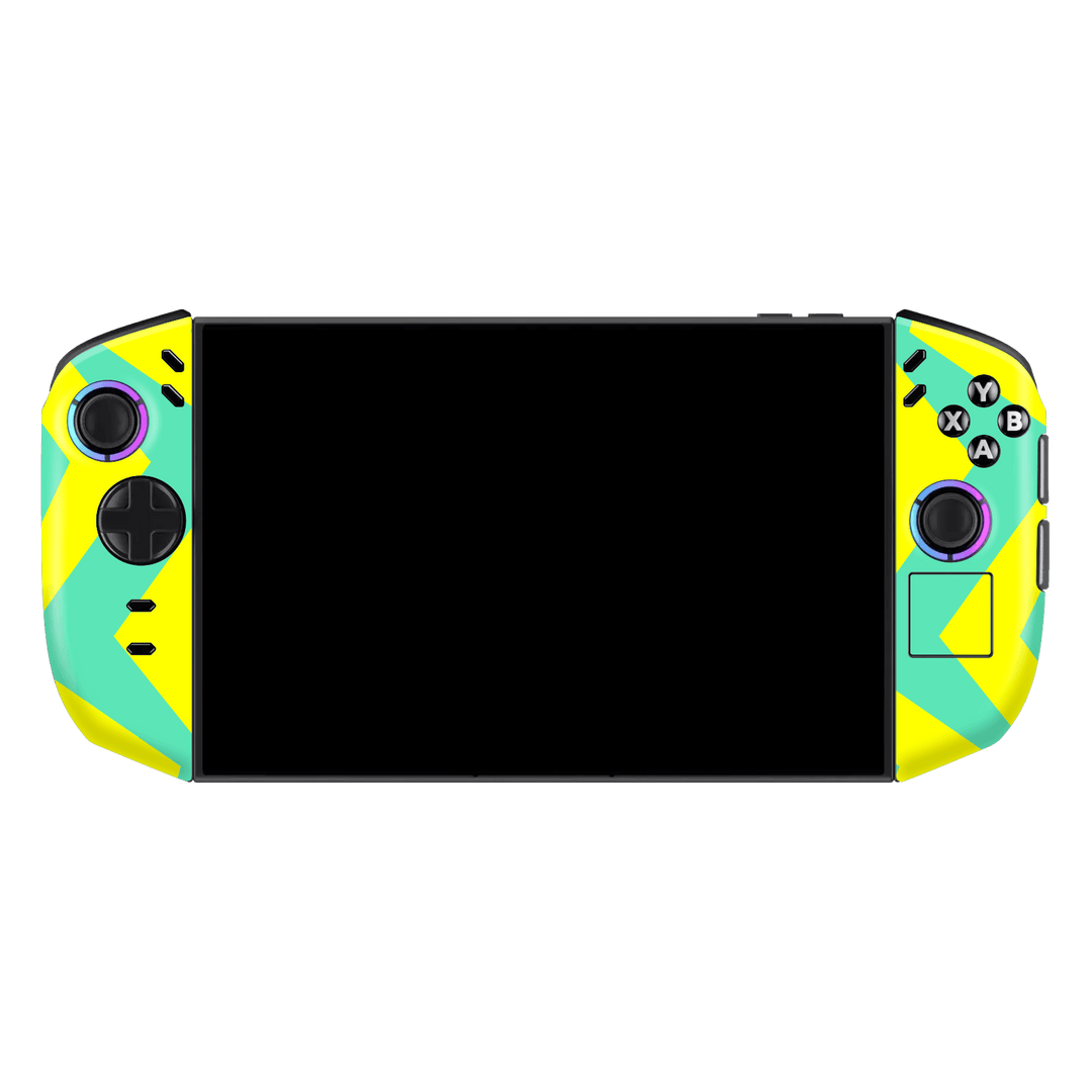 Lenovo Legion GO 2 Printed Custom SIGNATURE “ZigPop Yellow-Turquoise” Bold Yellow & Turquoise Zigzag Geometric Skin Wrap Sticker Decal Cover Protector by QSKINZ | QSKINZ.COM
