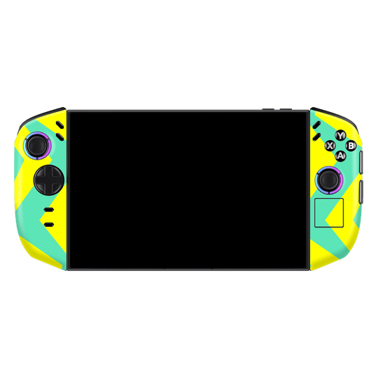 Lenovo Legion GO 2 Printed Custom SIGNATURE “ZigPop Yellow-Turquoise” Bold Yellow & Turquoise Zigzag Geometric Skin Wrap Sticker Decal Cover Protector by QSKINZ | QSKINZ.COM