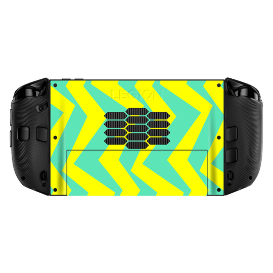 Lenovo Legion GO 2 Printed Custom SIGNATURE “ZigPop Yellow-Turquoise” Bold Yellow & Turquoise Zigzag Geometric Skin Wrap Sticker Decal Cover Protector by QSKINZ | QSKINZ.COM back