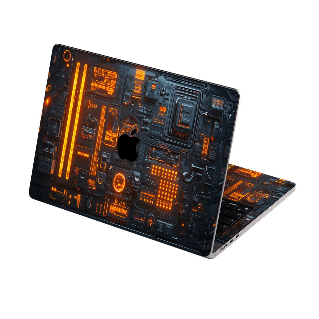 MacBook AIR 13" (2026, M5) Custom Printed SIGNATURE “Nexora” Orange Fire Technology Skin Wrap Sticker Decal Cover Protector by QSKINZ | QSKINZ.COM