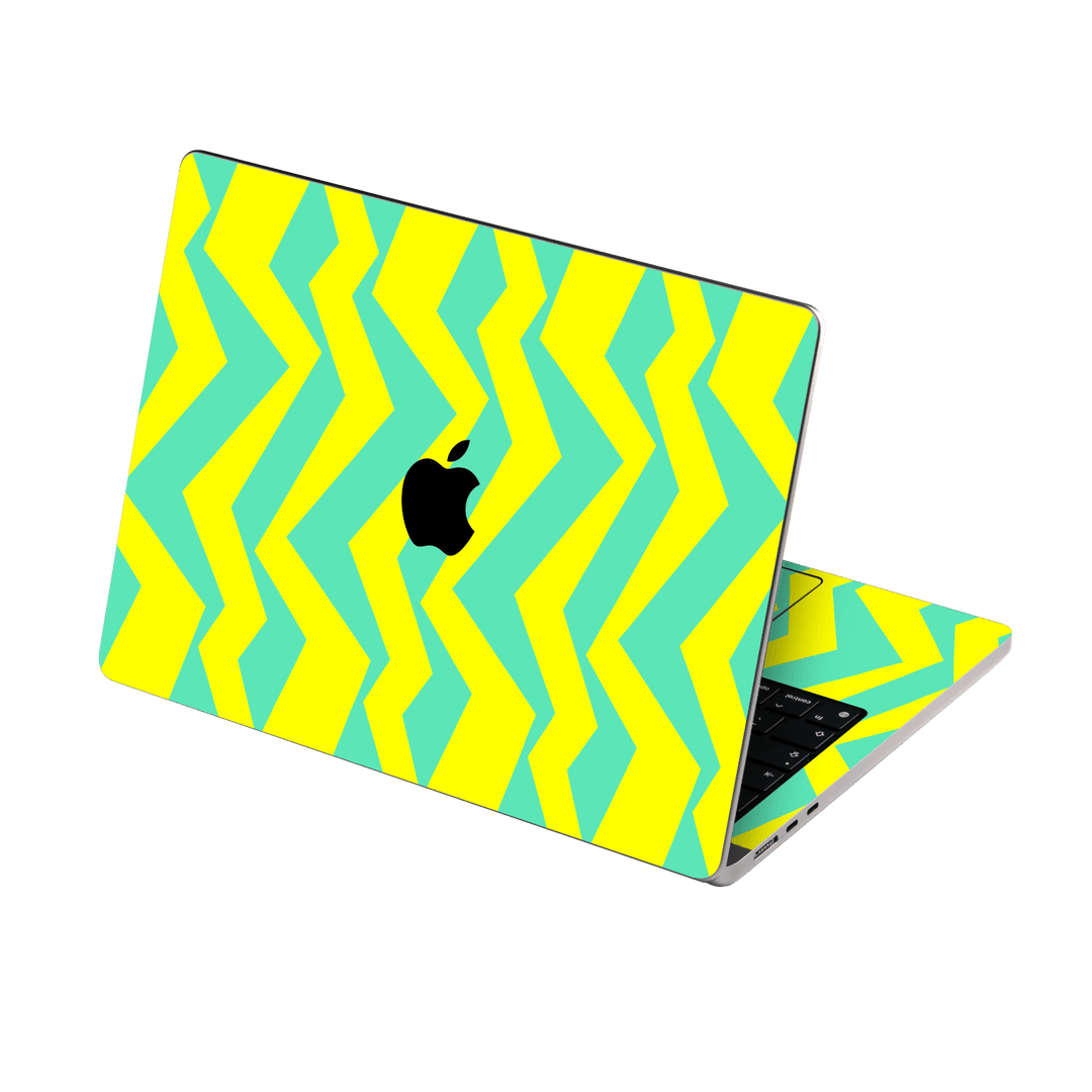 MacBook AIR 13" (2026, M5) Printed Custom SIGNATURE “ZigPop Yellow-Turquoise” Bold Yellow & Turquoise Zigzag Geometric Skin Wrap Sticker Decal Cover Protector by QSKINZ | QSKINZ.COM