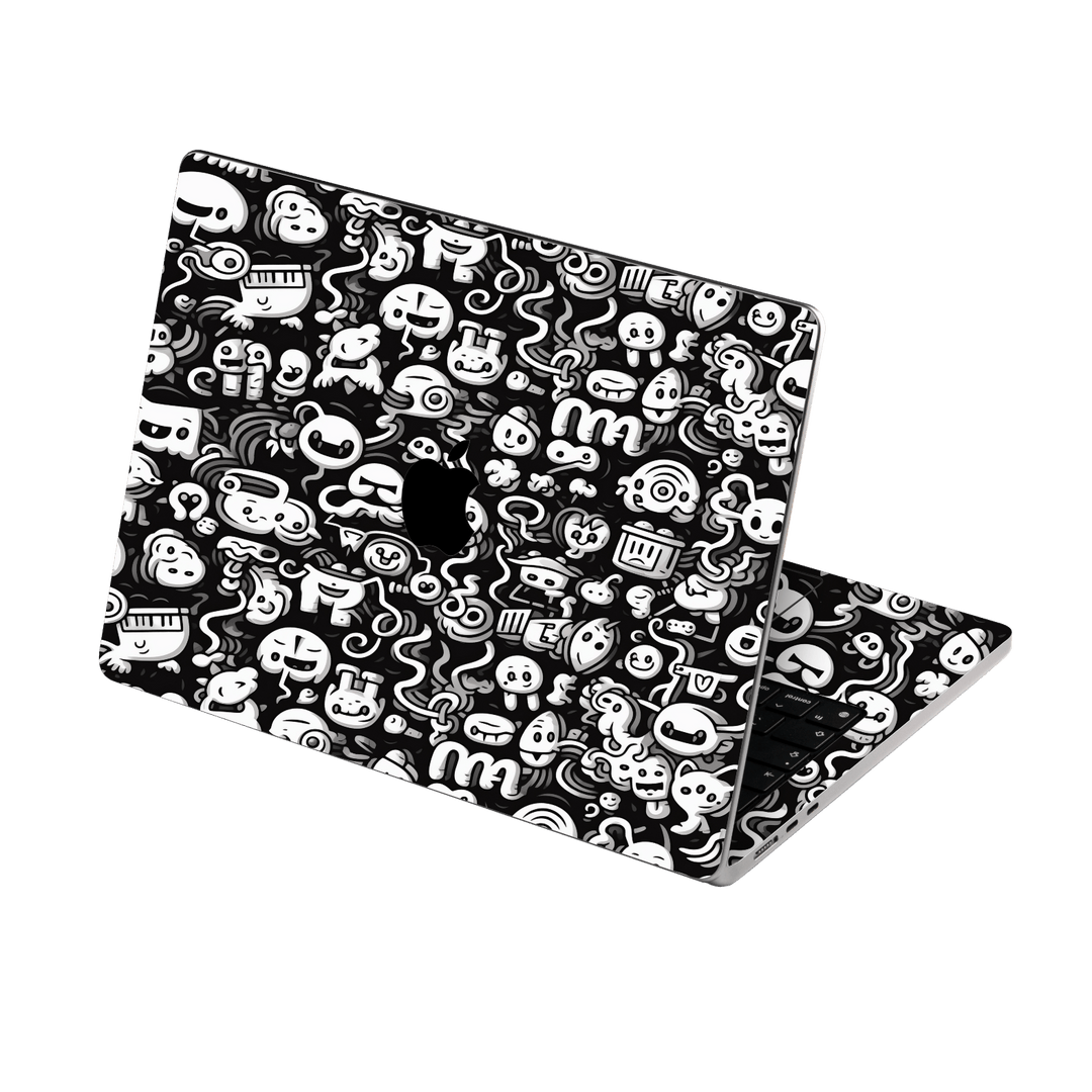 MacBook Air 15" (2026, M5) Print Printed Custom SIGNATURE Pictogram Party Monochrome Black and White Icons Faces Skin Wrap Sticker Decal Cover Protector by QSKINZ | QSKINZ.COM