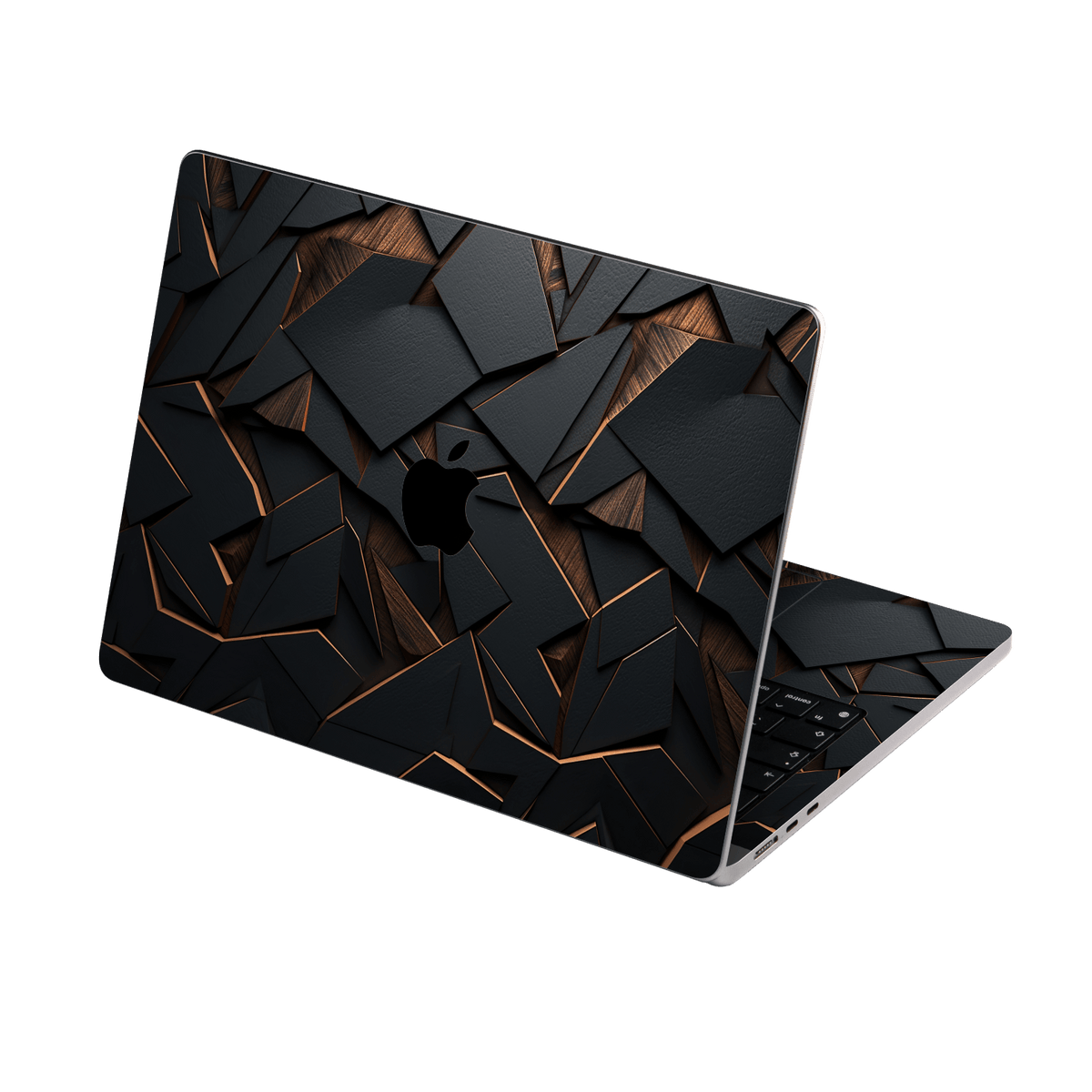 MacBook Air 15" (2026, M5) Printed Custom SIGNATURE “Nightcore” Midnight Black & Bronze Geometric Skin Wrap Sticker Decal Cover Protector by QSKINZ | QSKINZ.COM