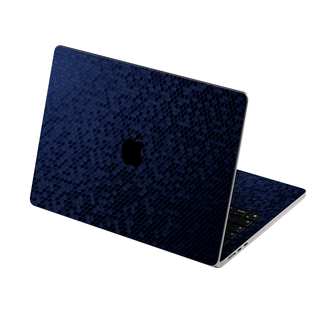 MacBook NEO Luxuria Navy Blue Honeycomb 3D Textured Skin Wrap Sticker Decal Cover Protector by QSKINZ | qskinz.com