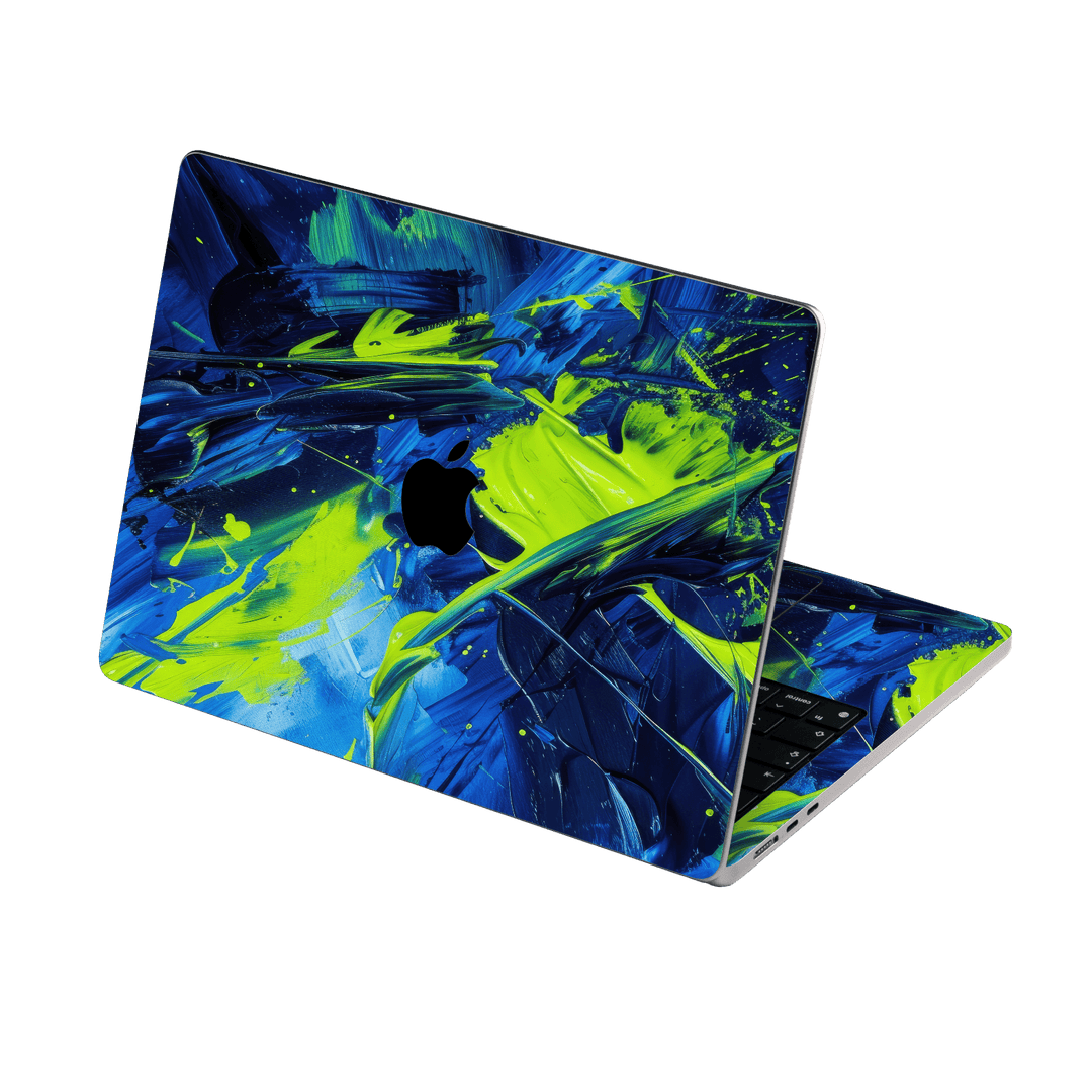 MacBook NEO Print Printed Custom SIGNATURE Glowquatic Neon Yellow Green Blue Skin Wrap Sticker Decal Cover Protector by QSKINZ | QSKINZ.COM
