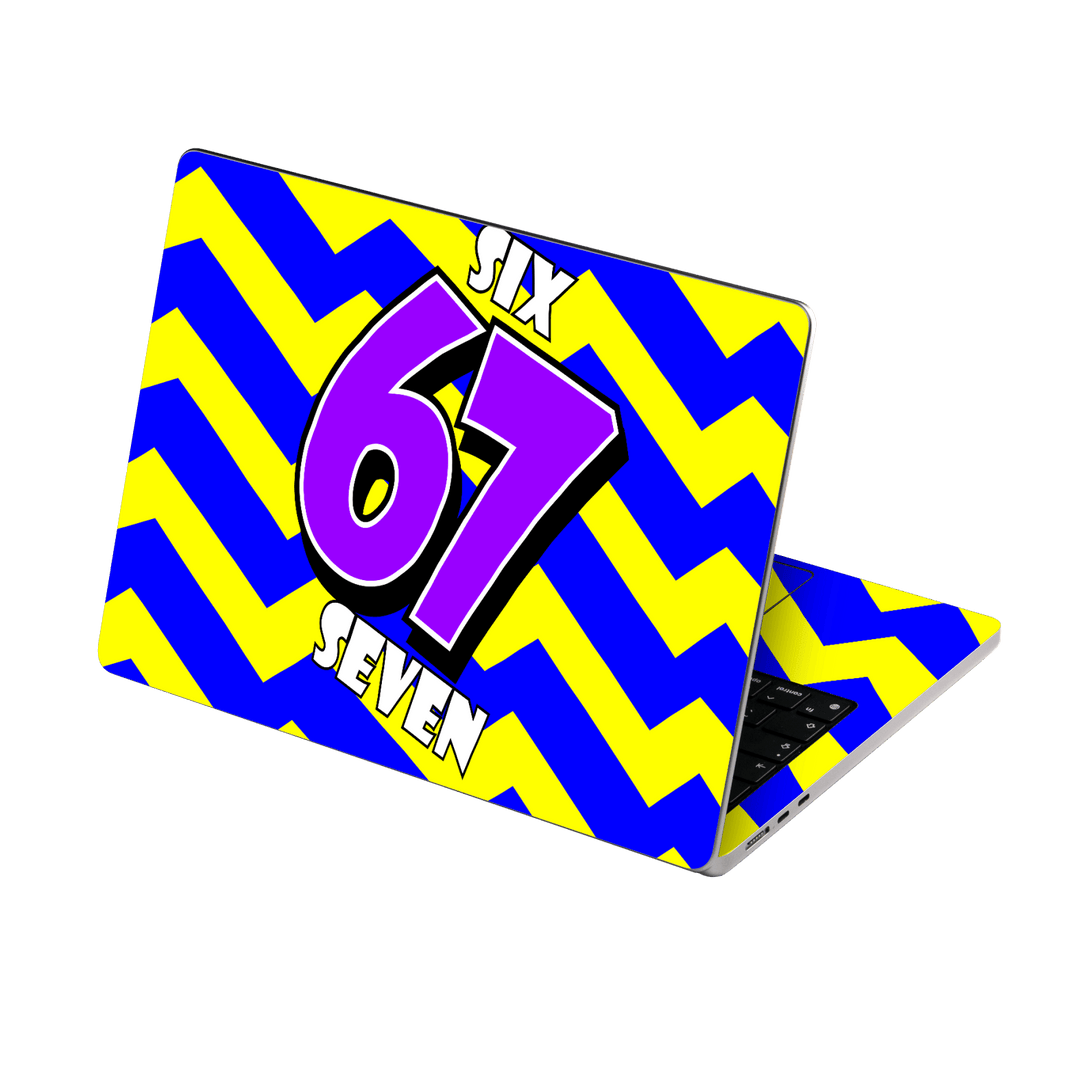MacBook NEO Printed Custom SIGNATURE “6-7 Flash” Bold Blue & Yellow Pop Art Typography Skin Wrap Sticker Decal Cover Protector by QSKINZ | QSKINZ.COM