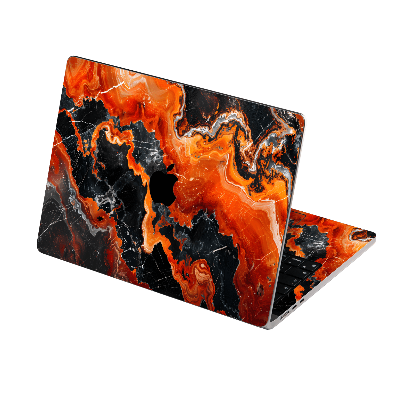 MacBook NEO Printed Custom SIGNATURE “Magmora” AI Lava Orange & Black Skin Wrap Sticker Decal Cover Protector by QSKINZ | QSKINZ.COM
