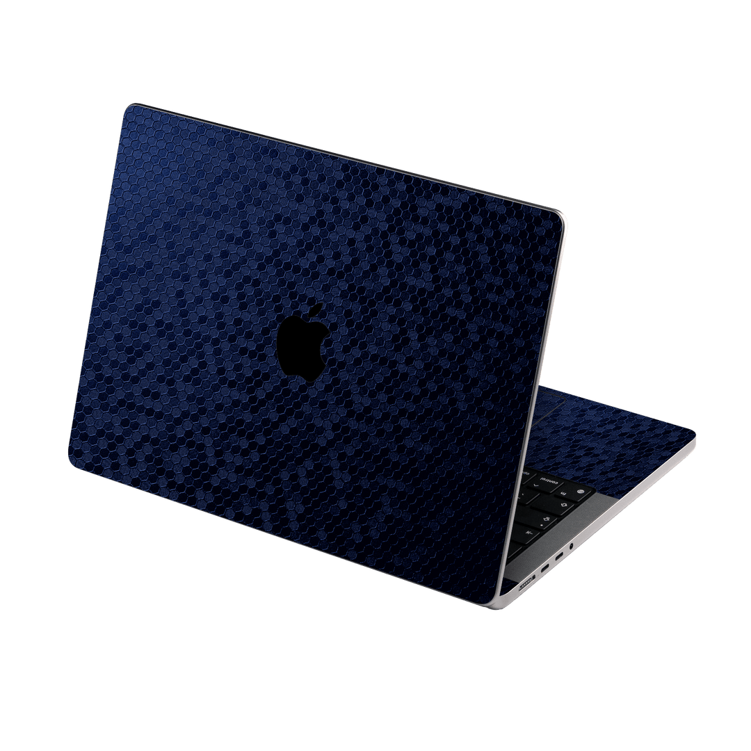 MacBook PRO 14” (2024, M4)  Luxuria Navy Blue Honeycomb 3D Textured Skin Wrap Sticker Decal Cover Protector by QSKINZ | qskinz.com