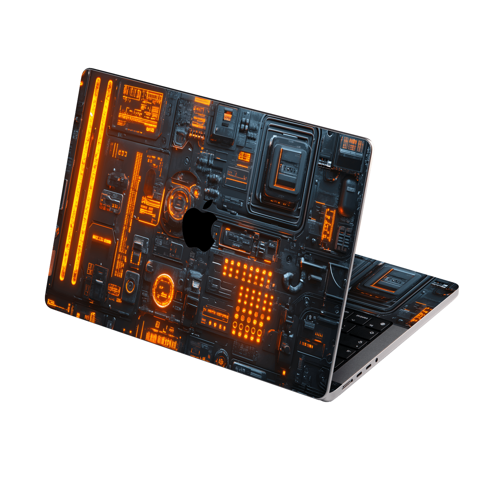 MacBook PRO 16" (2026, M5) Custom Printed SIGNATURE “Nexora” Orange Fire Technology Skin Wrap Sticker Decal Cover Protector by QSKINZ | QSKINZ.COM