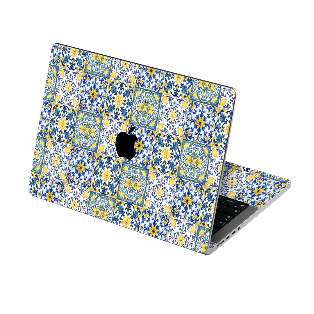 MacBook PRO 16" (2026, M5) Custom Printed SIGNATURE “Tile d’Amalfi Coast” Ceramic Skin Wrap Sticker Decal Cover Protector by QSKINZ | QSKINZ.COM