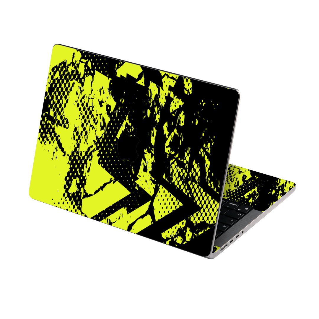 MacBook PRO 16" (2026, M5) Print Printed Custom SIGNATURE Grunge Yellow Green Trace Skin Wrap Sticker Decal Cover Protector by QSKINZ | QSKINZ.COM