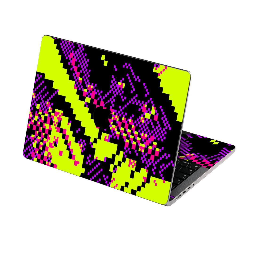 MacBook Pro 14" (2025-2026, M5) Custom Printed SIGNATURE “Neonix” Purple Green Pixelated Skin Wrap Sticker Decal Cover Protector by QSKINZ | QSKINZ.COM