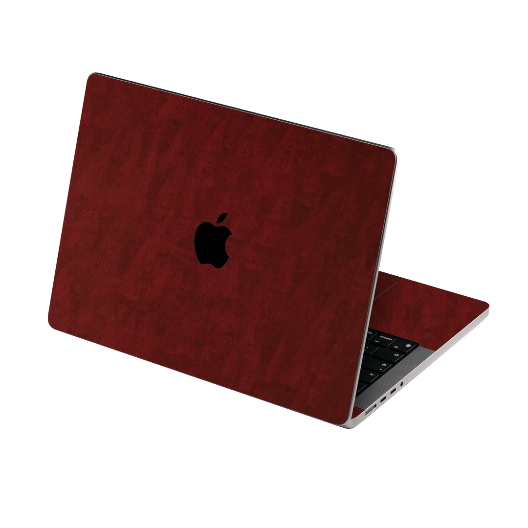 MacBook Pro 14" (2025-2026, M5) Scarlet Red Wood Wooden Satin Skin Wrap Sticker Decal Cover Protector by QSKINZ | qskinz.com