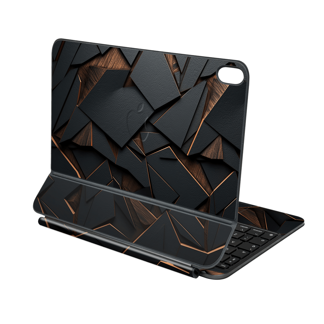 Magic Keyboard for iPad AIR 13" (M2/M3/M4) Printed Custom SIGNATURE “Nightcore” Midnight Black & Bronze Geometric Skin Wrap Sticker Decal Cover Protector by QSKINZ | QSKINZ.COM
