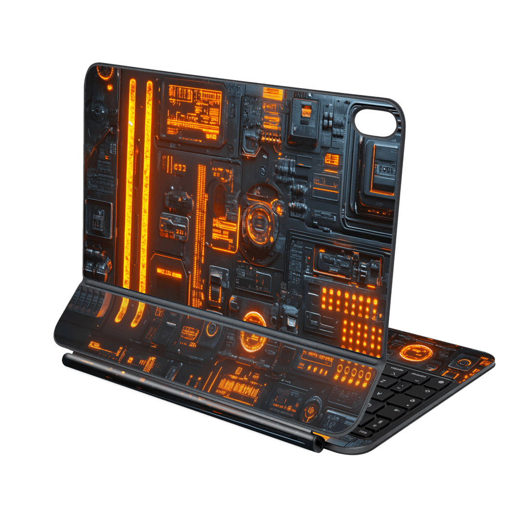 Magic Keyboard for iPad Air 11" (M2/M3/M4) Custom Printed SIGNATURE “Nexora” Orange Fire Technology Skin Wrap Sticker Decal Cover Protector by QSKINZ | QSKINZ.COM