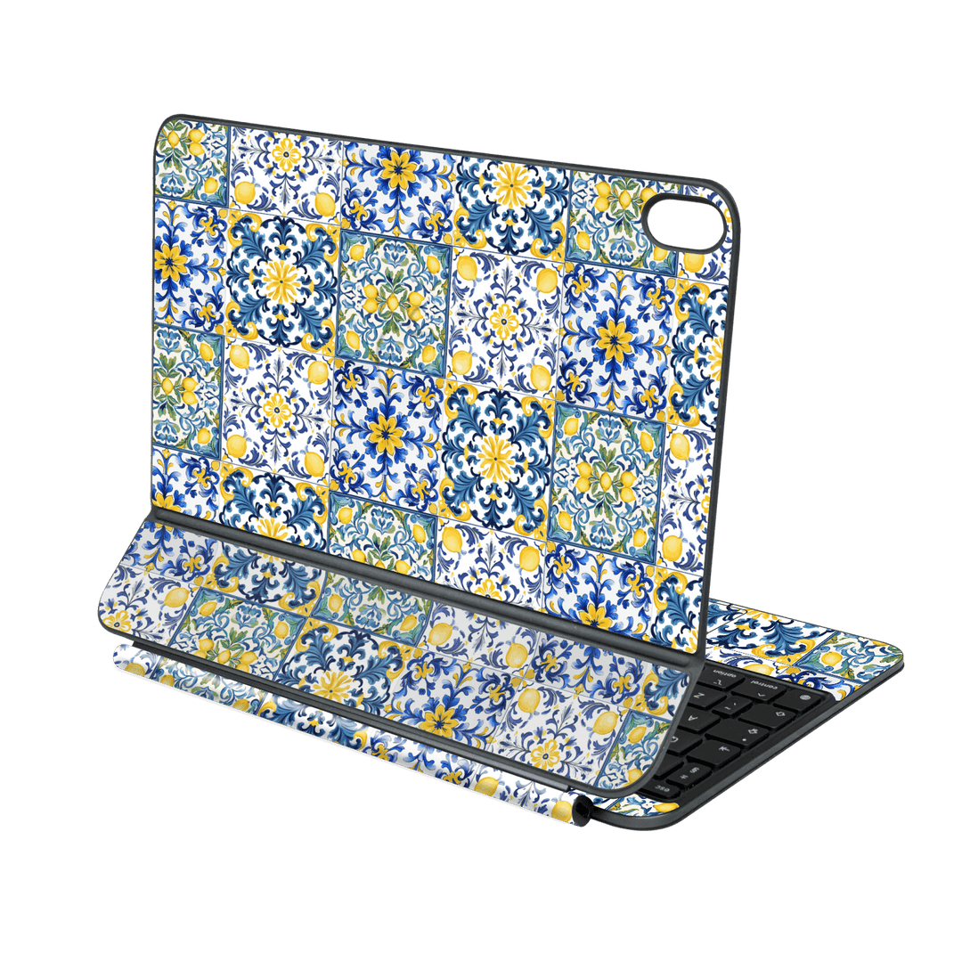 Magic Keyboard for iPad Air 11" (M2/M3/M4) Custom Printed SIGNATURE “Tile d’Amalfi Coast” Ceramic Skin Wrap Sticker Decal Cover Protector by QSKINZ | QSKINZ.COM