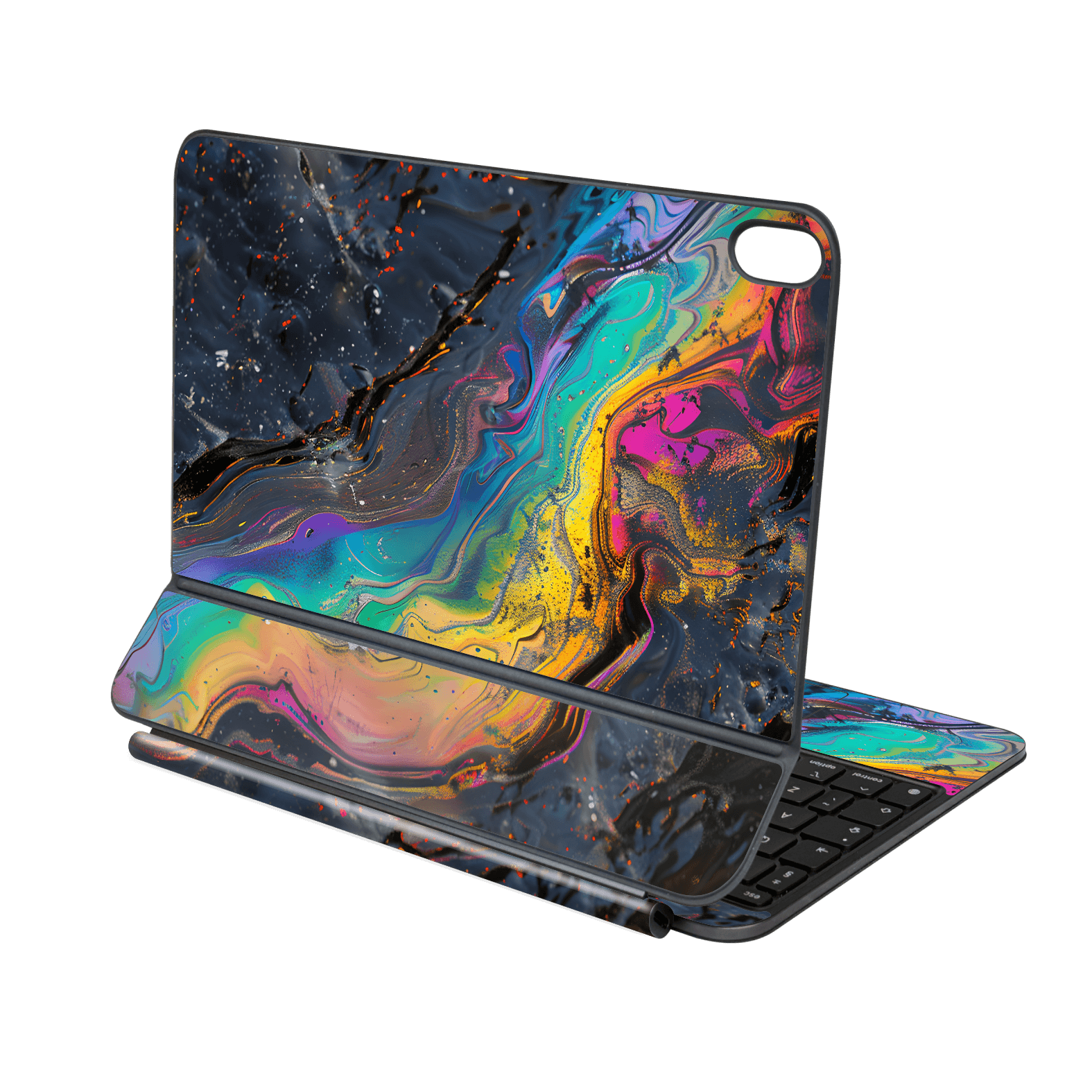 Magic Keyboard for iPad Air 11" (M2/M3/M4) Print Printed Custom SIGNATURE Aurora Auroria Stone Marble Rainbow Skin Wrap Sticker Decal Cover Protector by QSKINZ | QSKINZ.COM