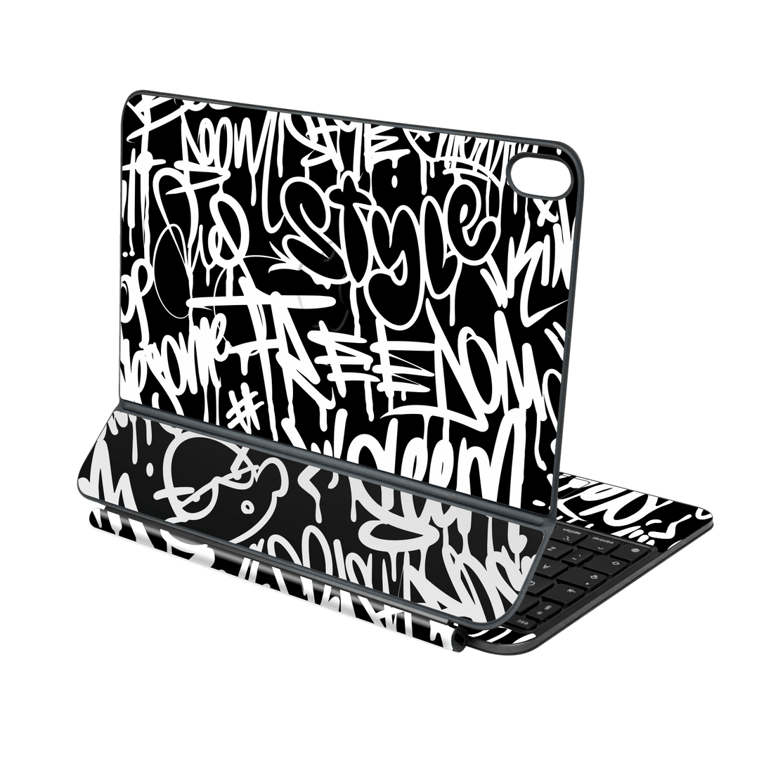 Magic Keyboard for iPad Air 11" (M2/M3/M4) Print Printed Custom SIGNATURE Monochrome Black and WhiteGraffiti Skin Wrap Sticker Decal Cover Protector by QSKINZ | qskinz.com