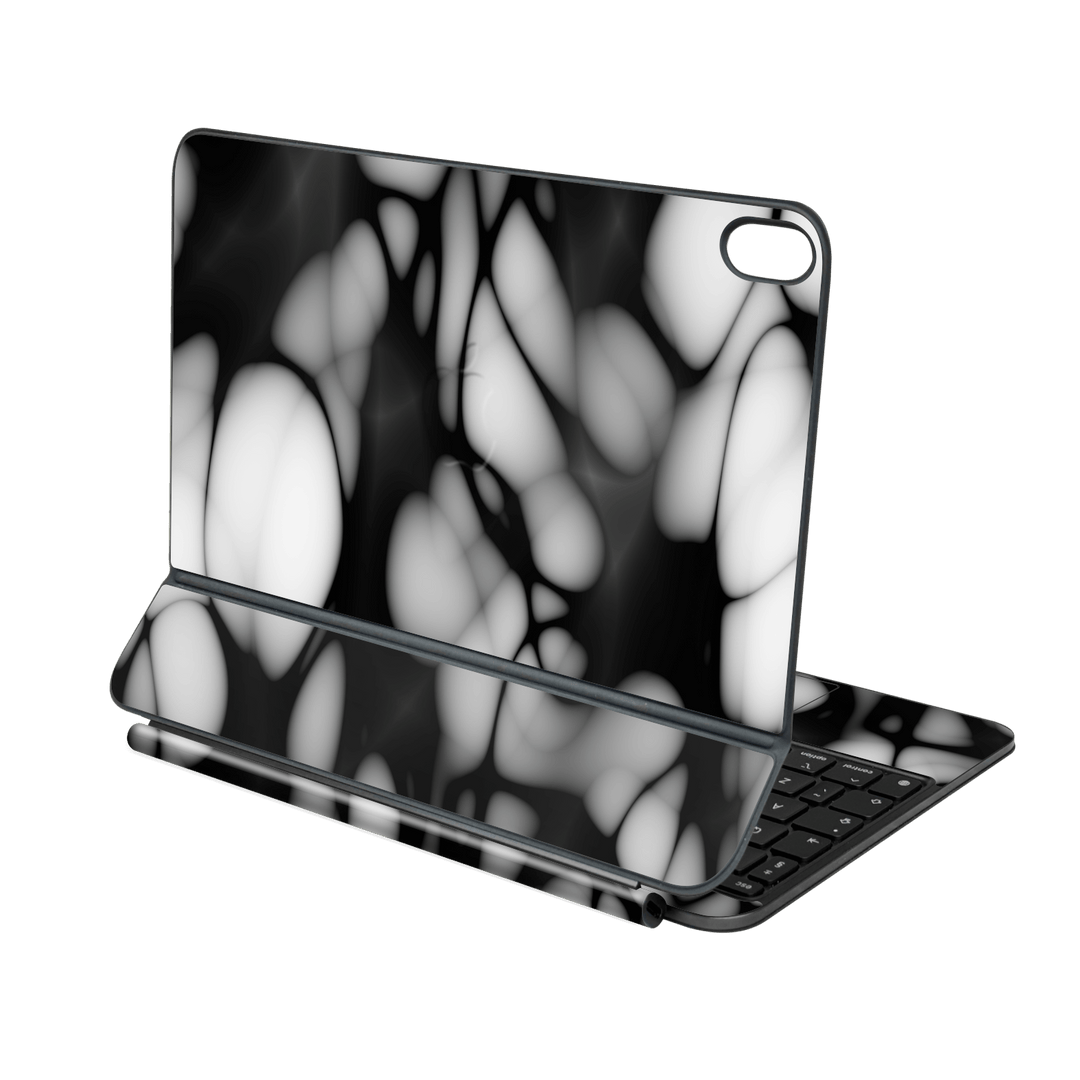 Magic Keyboard for iPad Air 11" (M2/M3/M4) Printed Custom SIGNATURE “Moonpebble” Monochrome Black & White Pebble Abstract Skin Wrap Sticker Decal Cover Protector by QSKINZ | QSKINZ.COM