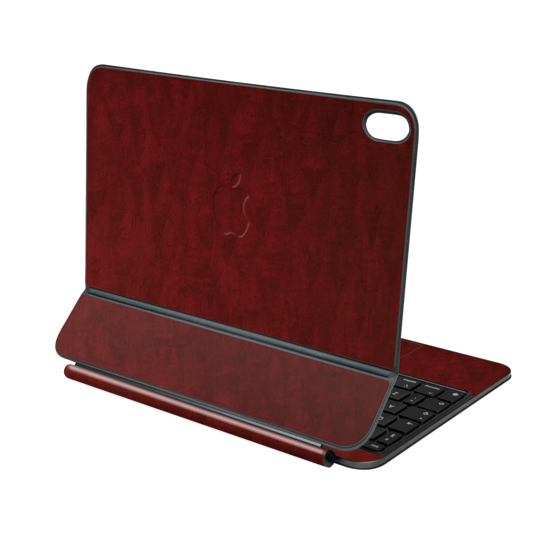 Magic Keyboard for iPad Air 11" (M2/M3/M4) Scarlet Red Wood Wooden Satin Skin Wrap Sticker Decal Cover Protector by QSKINZ | qskinz.com