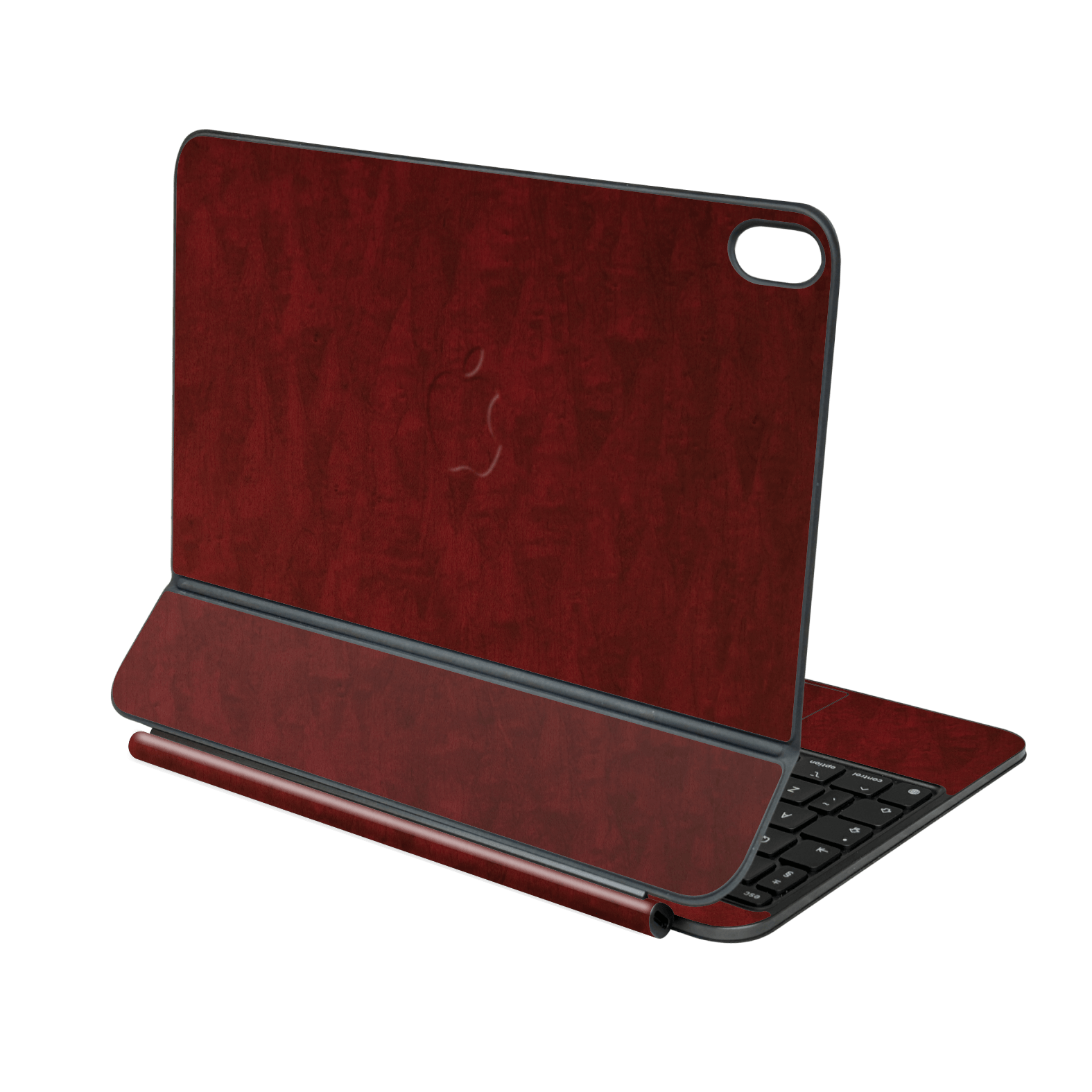 Magic Keyboard for iPad Air 11" (M2/M3/M4) Scarlet Red Wood Wooden Satin Skin Wrap Sticker Decal Cover Protector by QSKINZ | qskinz.com