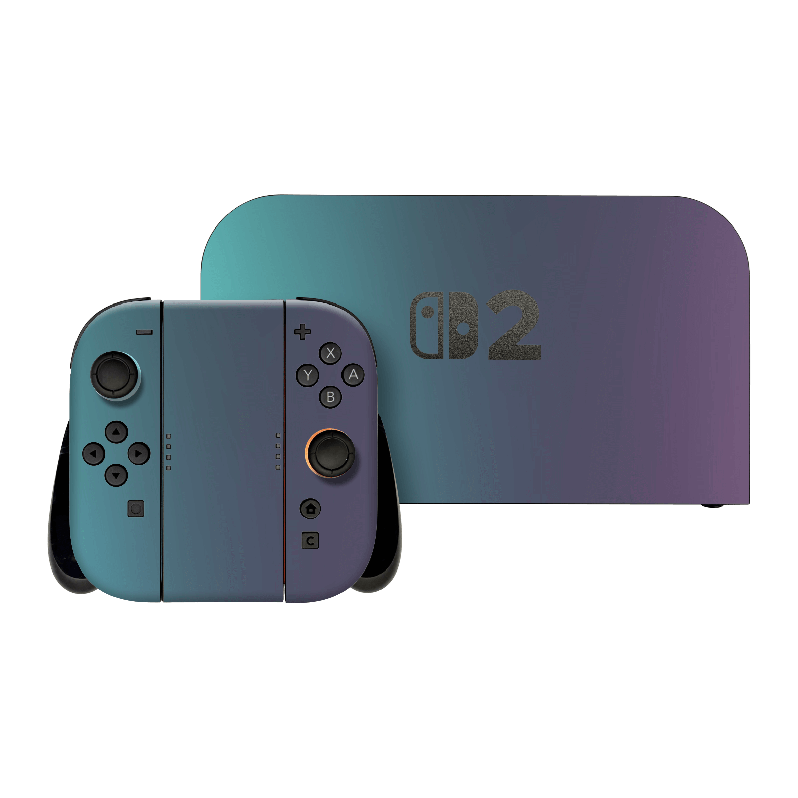Nintendo Switch 2 Chameleon Turquoise-Lavender Lilac Colour-changing Metallic Skin Wrap Sticker Decal Cover Protector by QSKINZ | qskinz.com