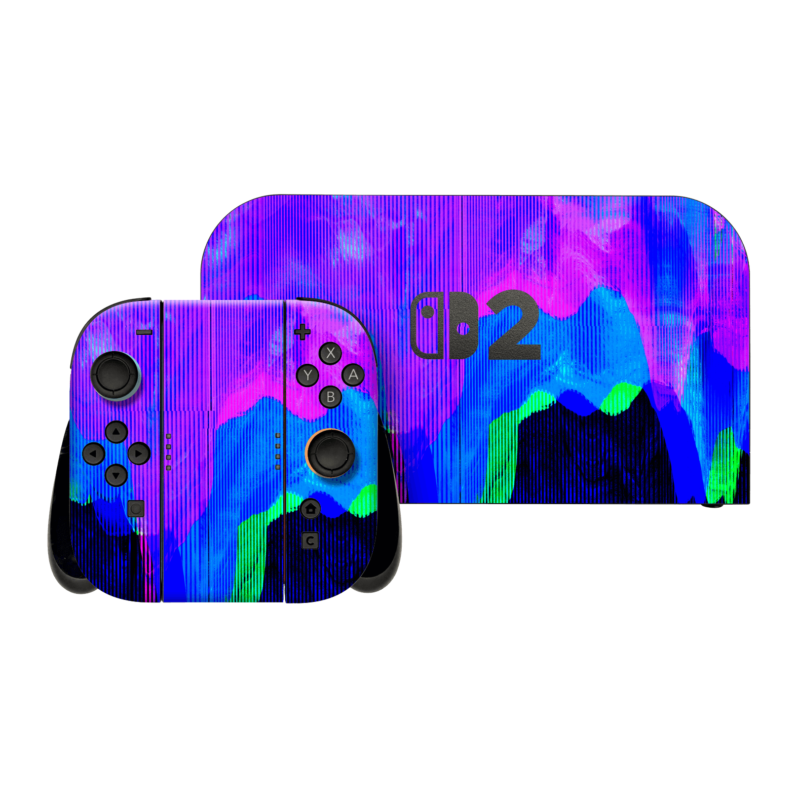 Nintendo Switch 2 Custom Printed SIGNATURE “Andromeda” Blue Purple Wave Skin Wrap Sticker Decal Cover Protector by QSKINZ | QSKINZ.COM