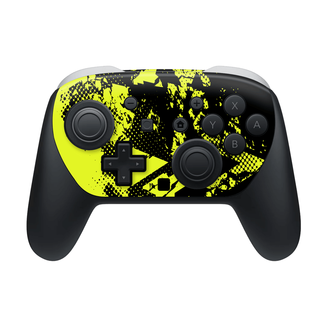 Nintendo Switch 2 PRO CONTROLLER Print Printed Custom SIGNATURE Grunge Yellow Green Trace Skin Wrap Sticker Decal Cover Protector by QSKINZ | QSKINZ.COM
