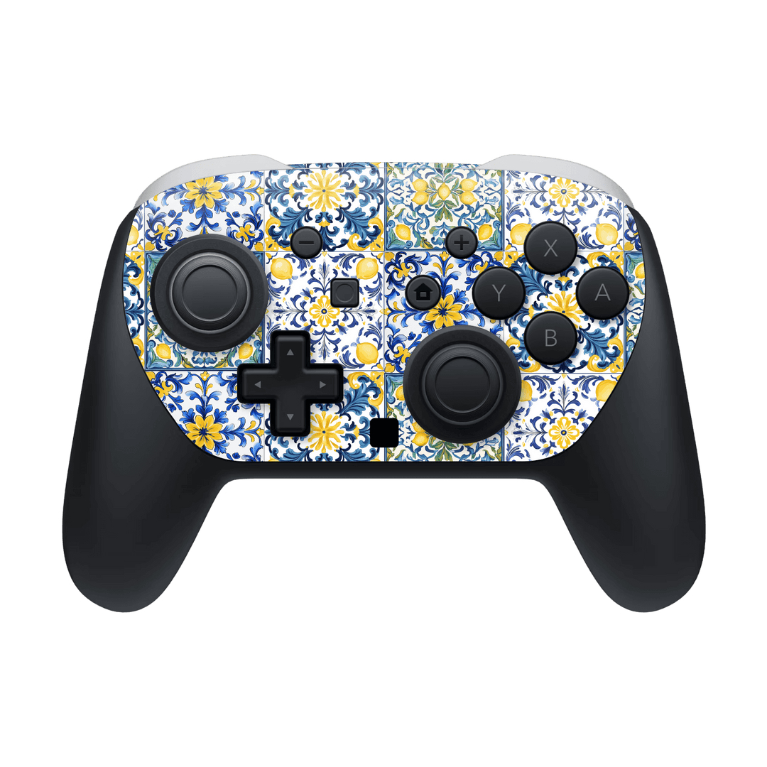 Nintendo Switch 2 Pro Controller Custom Printed SIGNATURE “Tile d’Amalfi Coast” Ceramic Skin Wrap Sticker Decal Cover Protector by QSKINZ | QSKINZ.COM