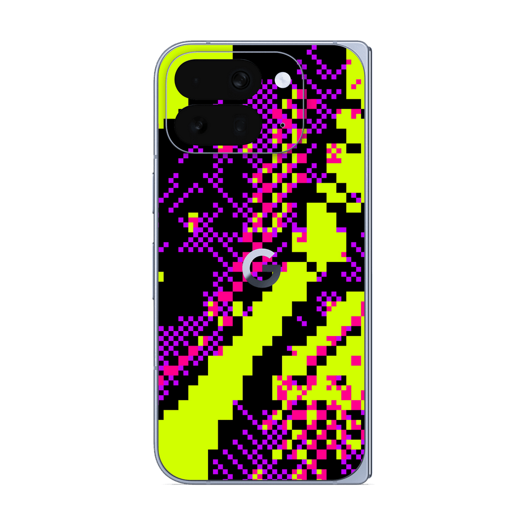 Pixel 10 Pro FOLD Custom Printed SIGNATURE “Neonix” Purple Green Pixelated Skin Wrap Sticker Decal Cover Protector by QSKINZ | QSKINZ.COM