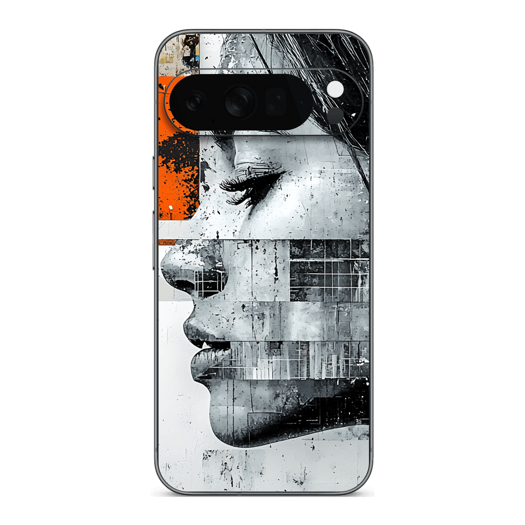Pixel 10 Pro XL Printed Custom SIGNATURE “Atelier Portrait” Monochrome Black & White Artistic Portrait Collage Skin Wrap Sticker Decal Cover Protector by QSKINZ | QSKINZ.COM