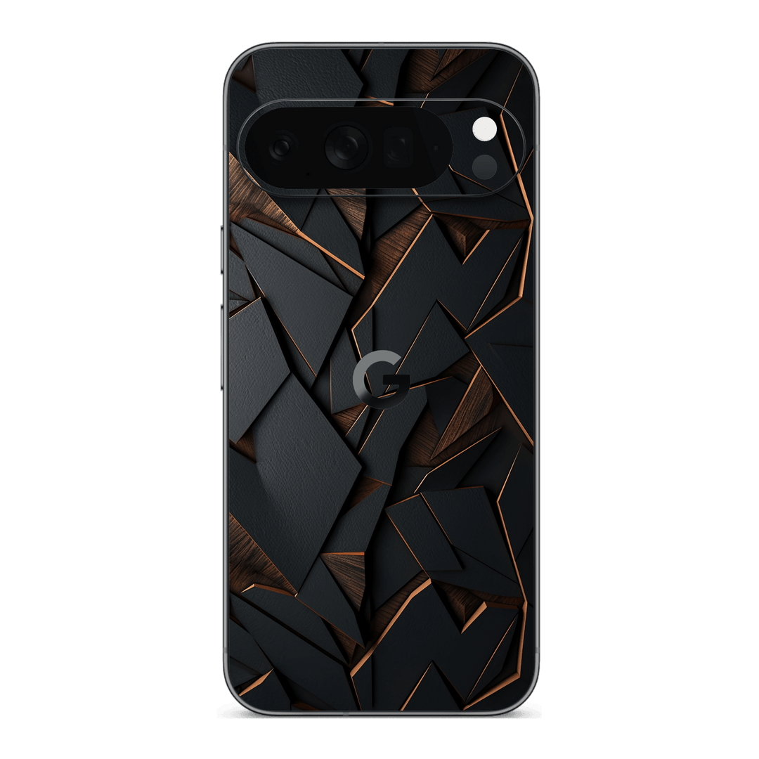 Pixel 10 Pro XL Printed Custom SIGNATURE “Nightcore” Midnight Black & Bronze Geometric Skin Wrap Sticker Decal Cover Protector by QSKINZ | QSKINZ.COM
