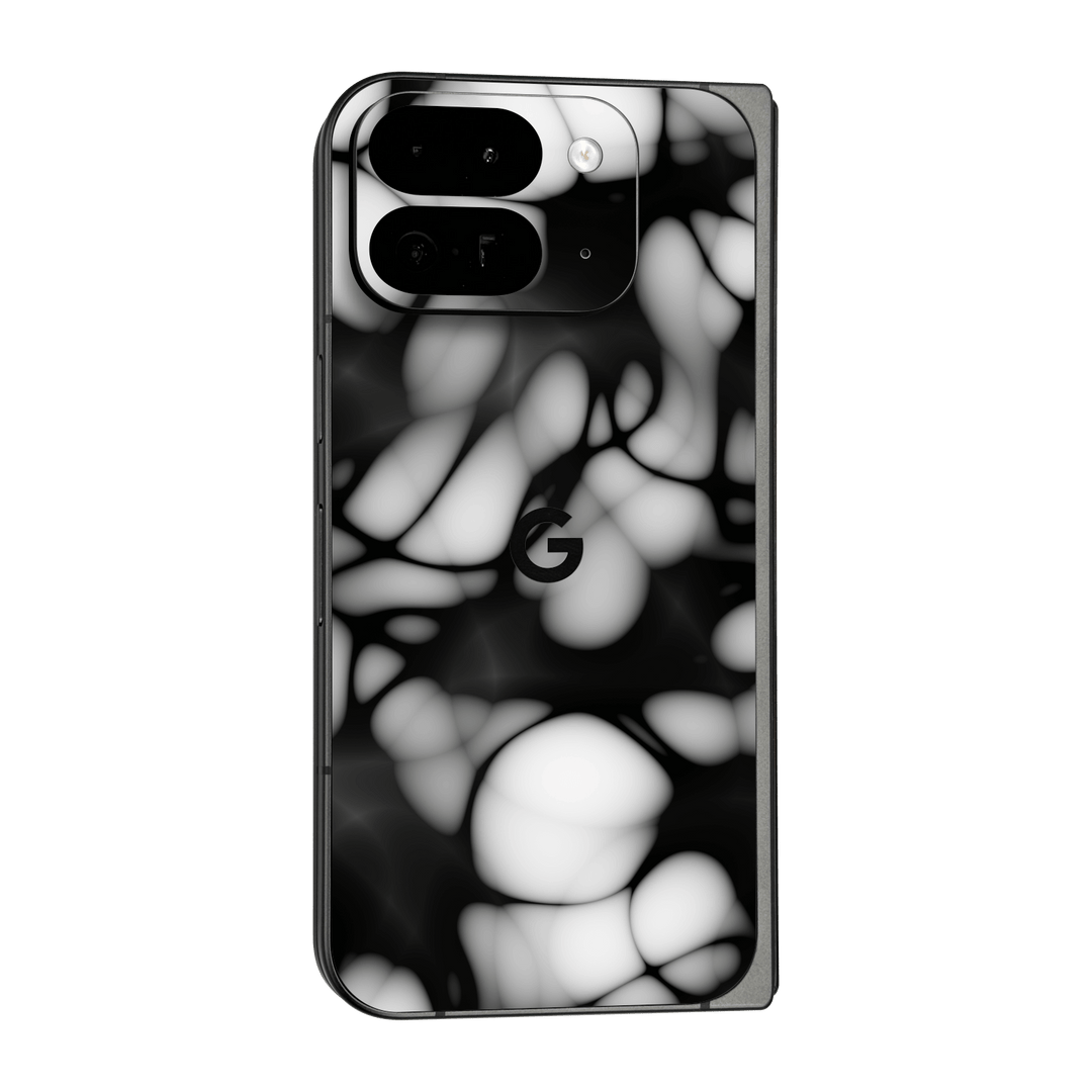 Pixel 9 Pro FOLD Printed Custom SIGNATURE “Moonpebble” Monochrome Black & White Pebble Abstract Skin Wrap Sticker Decal Cover Protector by QSKINZ | QSKINZ.COM