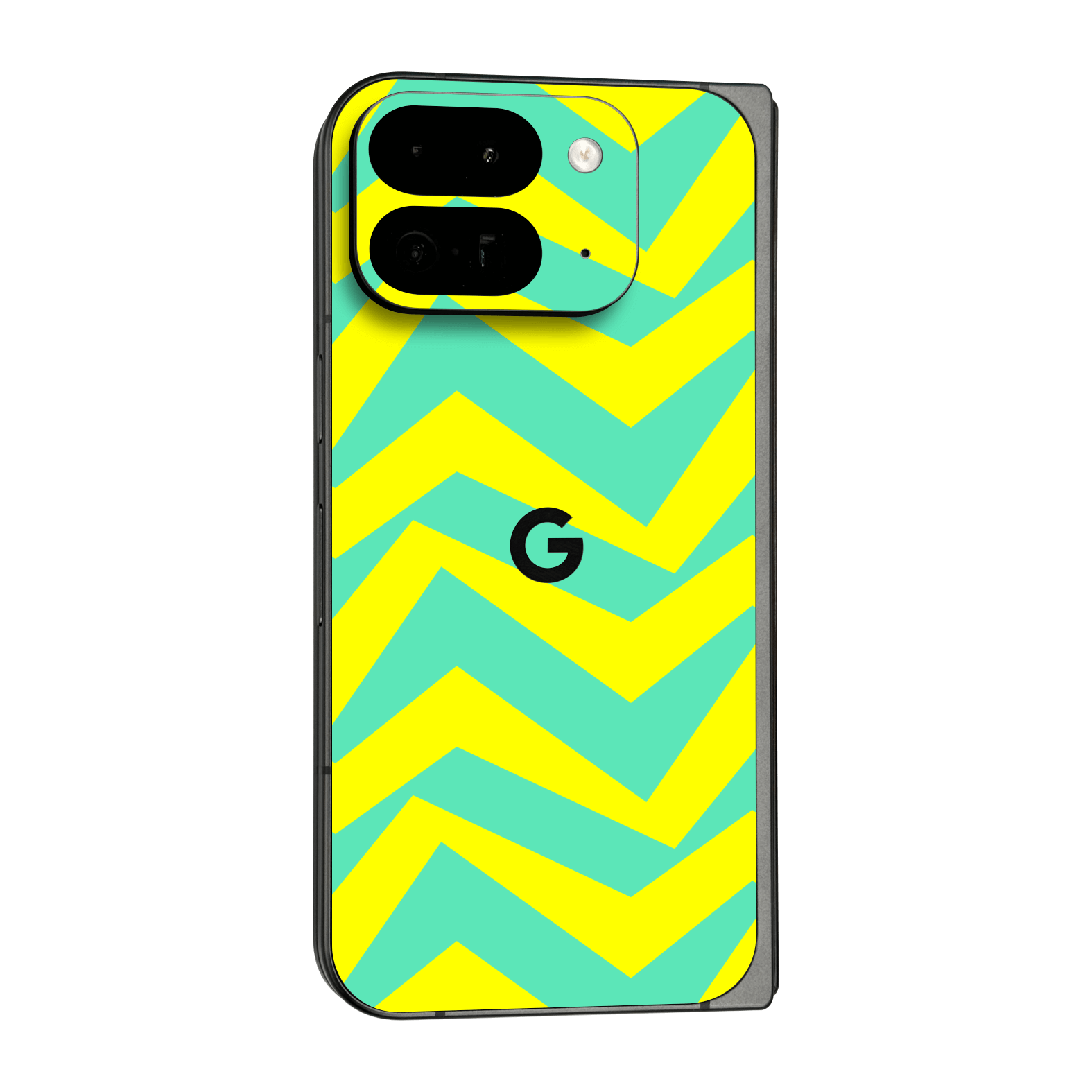 Pixel 9 Pro FOLD Printed Custom SIGNATURE “ZigPop Yellow-Turquoise” Bold Yellow & Turquoise Zigzag Geometric Skin Wrap Sticker Decal Cover Protector by QSKINZ | QSKINZ.COM