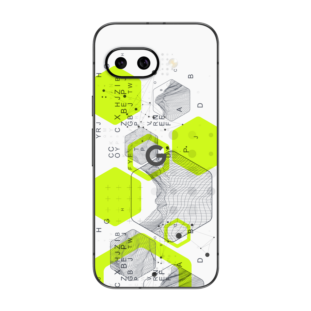 Pixel 9a Printed Custom SIGNATURE “Neural Realm” AI Science Green & White Skin Wrap Sticker Decal Cover Protector by QSKINZ | QSKINZ.COM