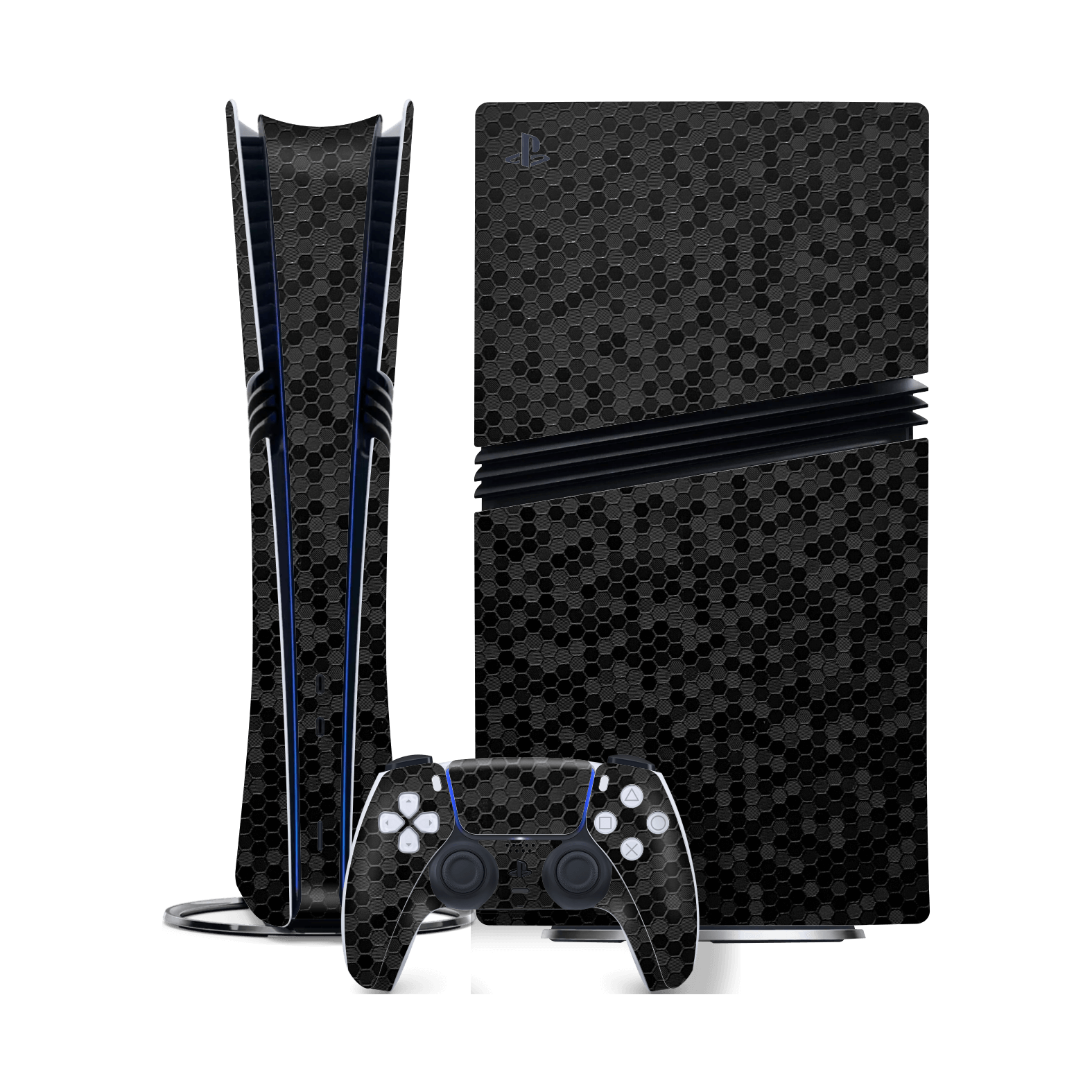 PlayStation 5 PRO (PS5 PRO) Luxuria Black Honeycomb 3D Textured Skin Wrap Sticker Decal Cover Protector by QSKINZ | qskinz.com