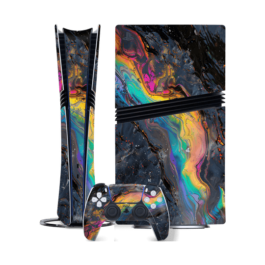 PlayStation 5 PRO (PS5 PRO) Print Printed Custom SIGNATURE Aurora Auroria Stone Marble Rainbow Skin Wrap Sticker Decal Cover Protector by QSKINZ | QSKINZ.COM