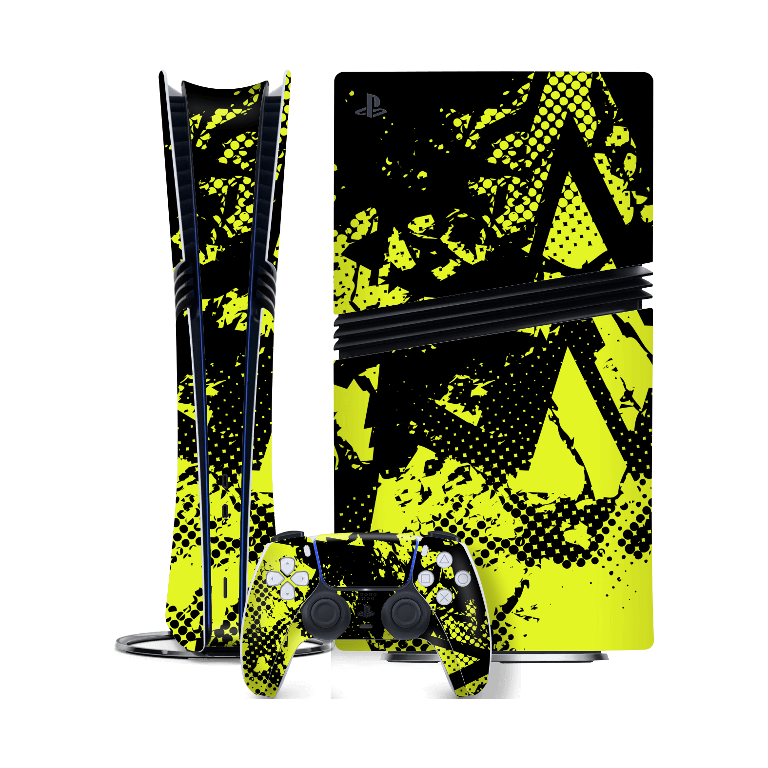 PlayStation 5 PRO (PS5 PRO) Print Printed Custom SIGNATURE Grunge Yellow Green Trace Skin Wrap Sticker Decal Cover Protector by QSKINZ | QSKINZ.COM