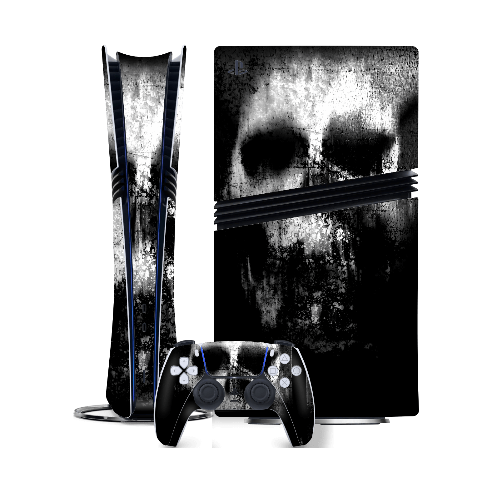 PlayStation 5 PRO (PS5 PRO) Print Printed Custom SIGNATURE Horror Black & White SKULL Skin, Wrap, Decal, Protector, Cover by QSKINZ | qskinz.com
