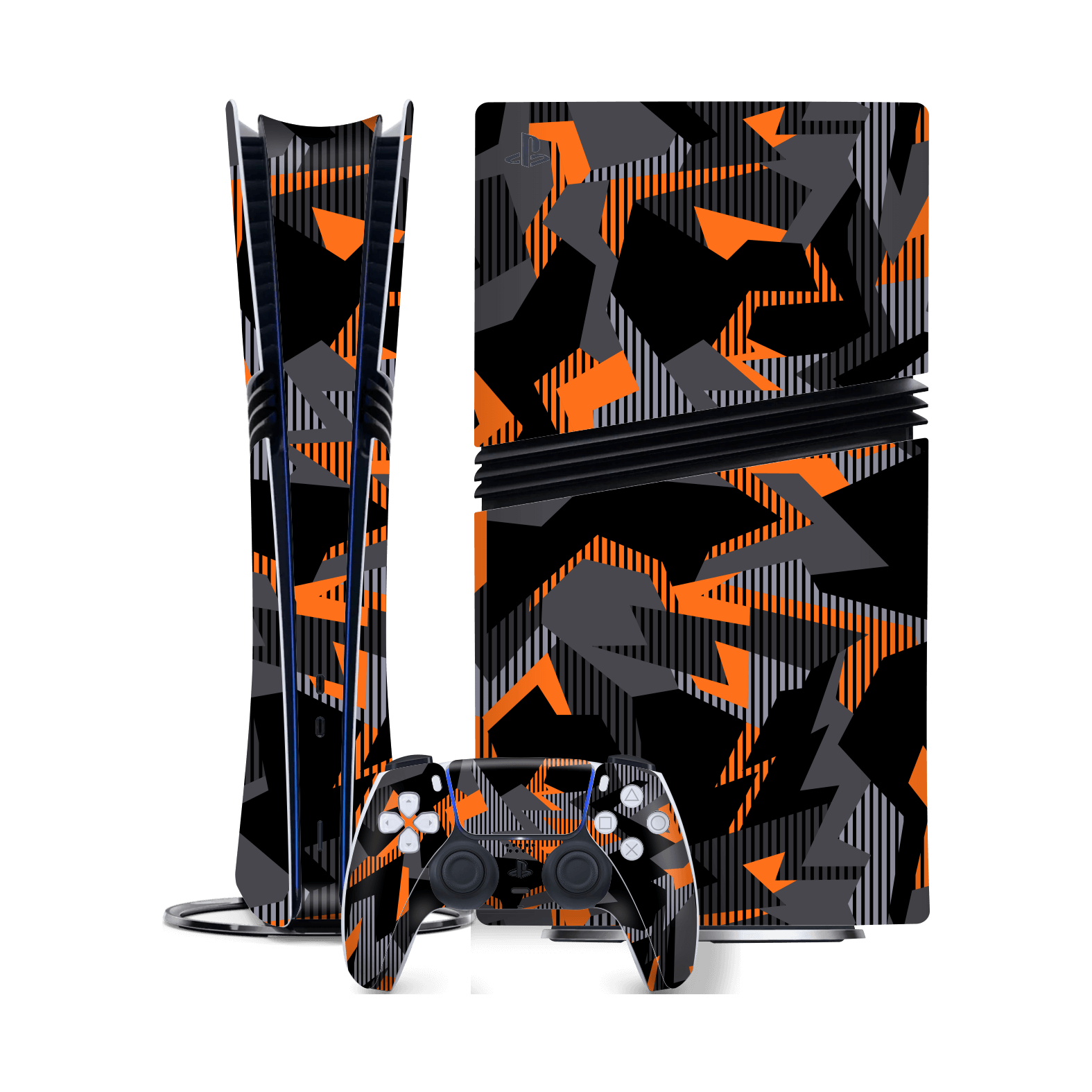 PlayStation 5 PRO (PS5 PRO) Print Printed Custom SIGNATURE Sharp-Edged Orange Camo Camouflage Skin Wrap Sticker Decal Cover Protector by QSKINZ | qskinz.com