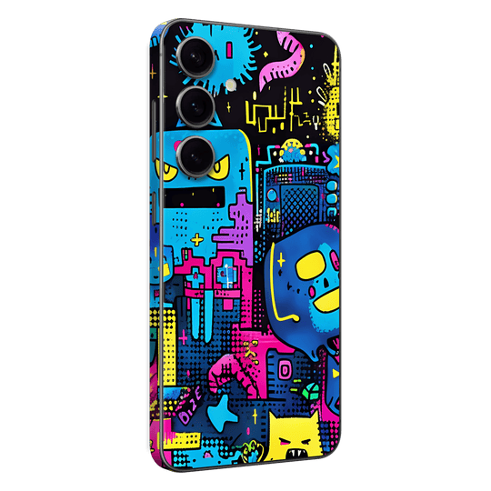 Samsung Galaxy S24(FE) Print Printed Custom SIGNATURE Arcade Rave Gaming Gamer Pixel Skin Wrap Sticker Decal Cover Protector by QSKINZ | QSKINZ.COM