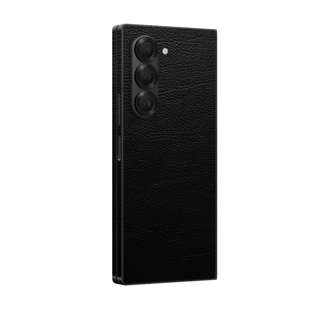 Samsung Galaxy Z Fold 6 (2024) Luxuria BLACK LEATHER Riders Skin Wrap Sticker Decal Cover Protector by Qskinz | Qskinz.com