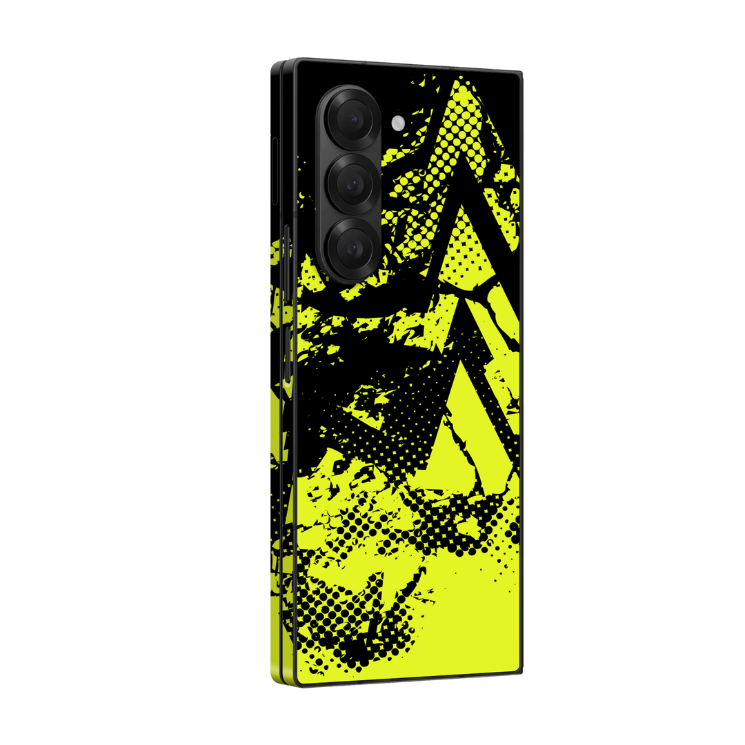 Samsung Galaxy Z FOLD 6 (2024) Print Printed Custom SIGNATURE Grunge Yellow Green Trace Skin Wrap Sticker Decal Cover Protector by QSKINZ | QSKINZ.COM