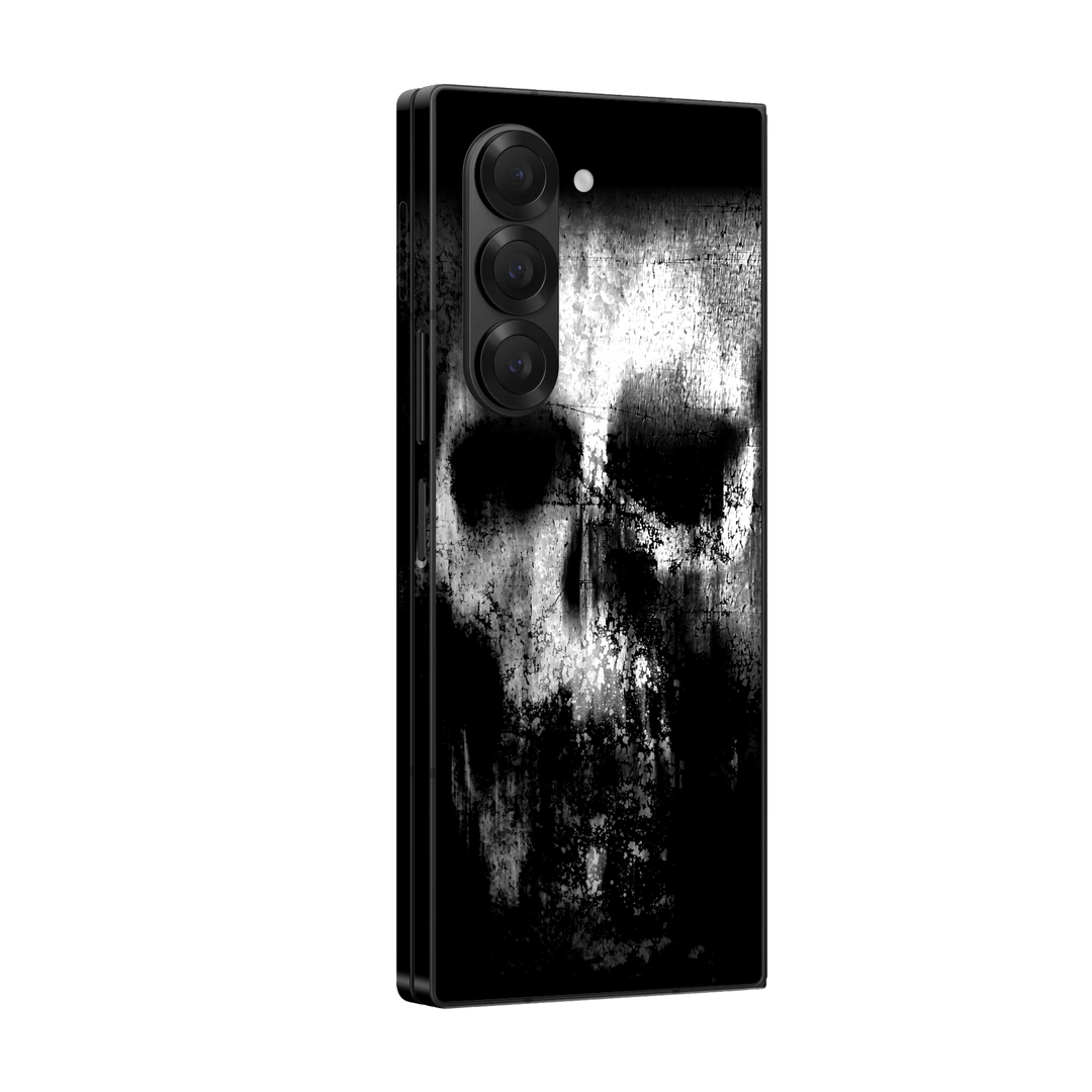 Samsung Galaxy Z Fold 6 (2024) Print Printed Custom SIGNATURE Horror Black & White SKULL Skin, Wrap, Decal, Protector, Cover by Qskinz | Qskinz.com