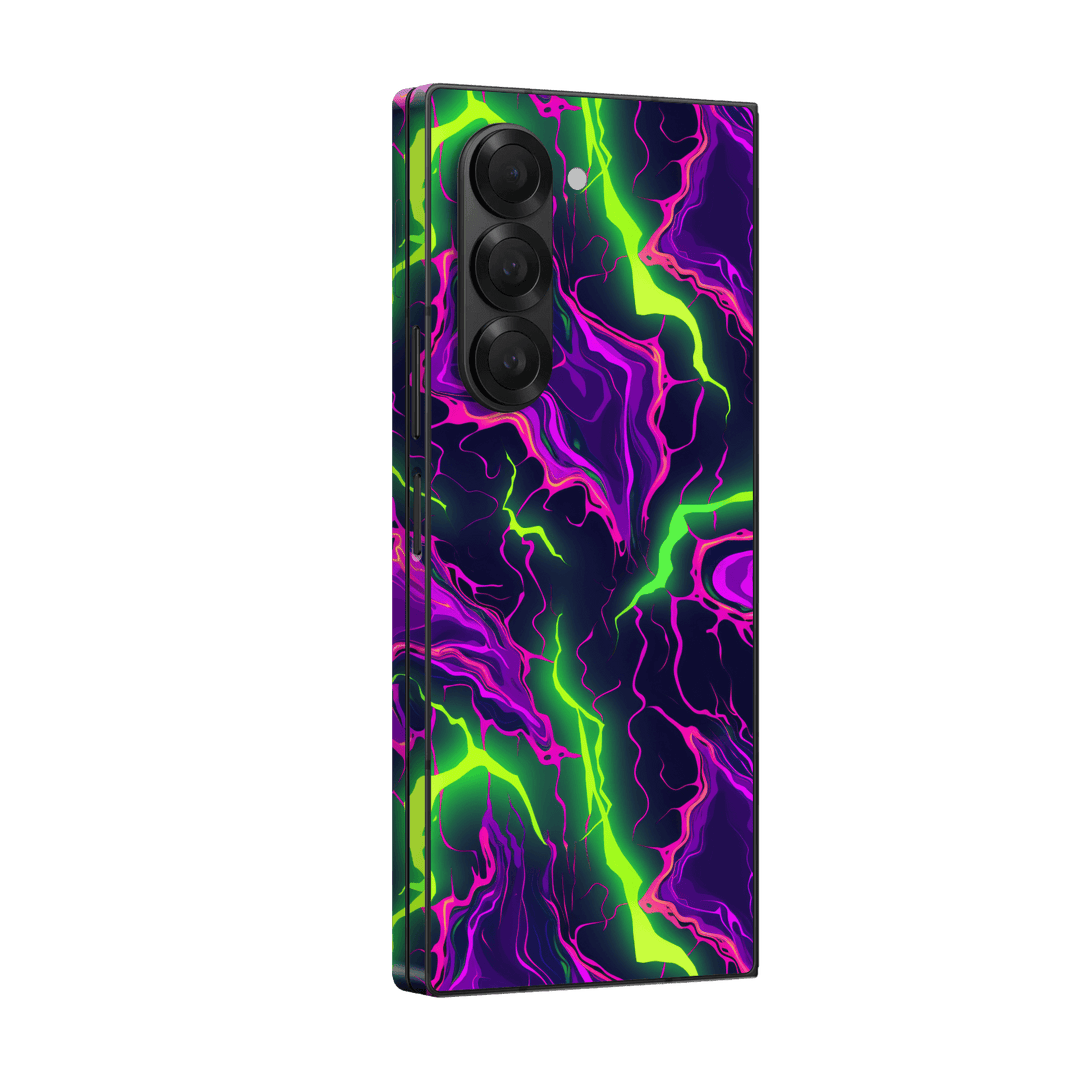 Samsung Galaxy Z FOLD 6 (2024) Print Printed Custom SIGNATURE Twisterra Twist Neon Purple Yellow Green Anime Skin Wrap Sticker Decal Cover Protector by QSKINZ | QSKINZ.COM