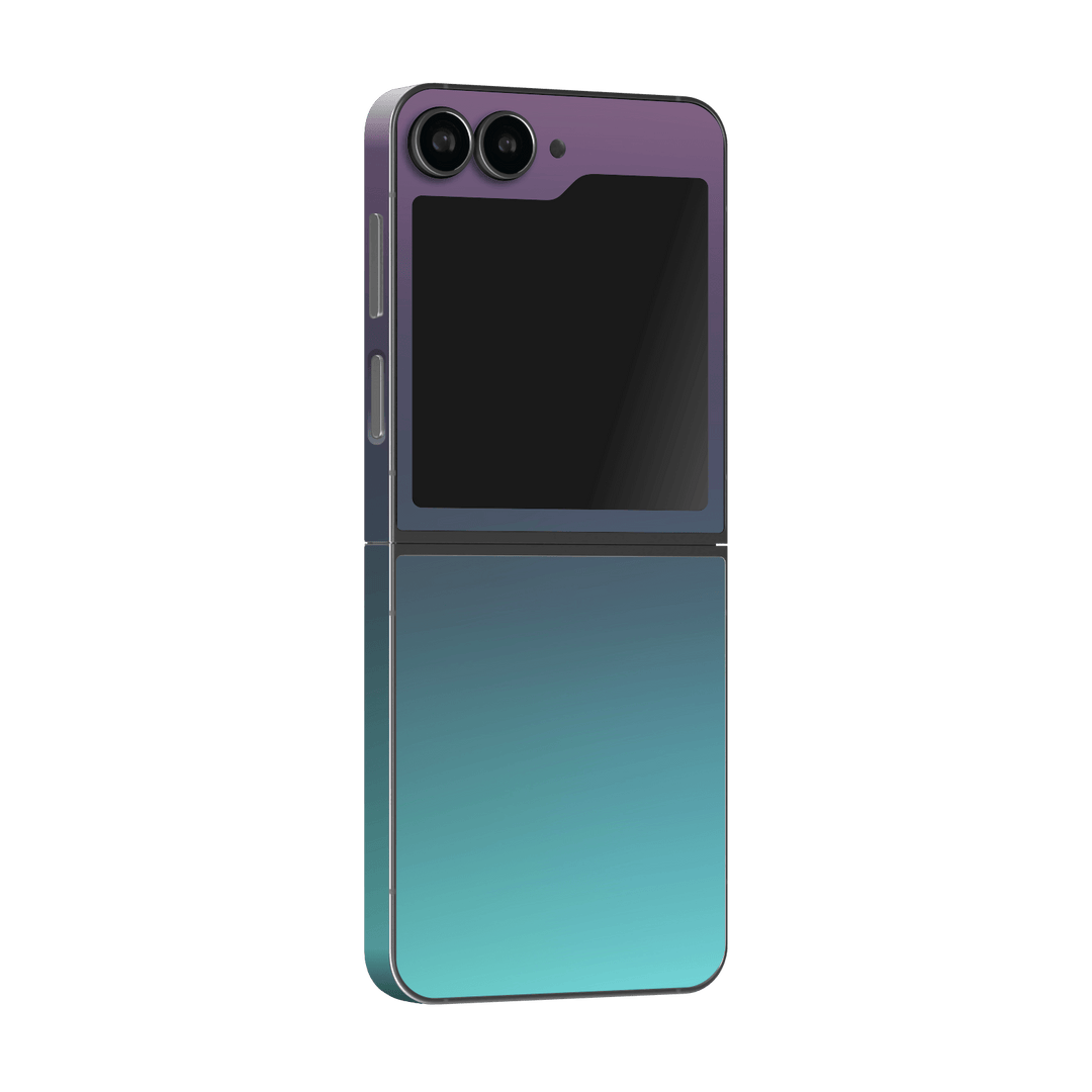 Samsung Galaxy Z Flip 6 (2024) Chameleon Turquoise-Lavender Lilac Colour-changing Metallic Skin Wrap Sticker Decal Cover Protector by Qskinz | Qskinz.com